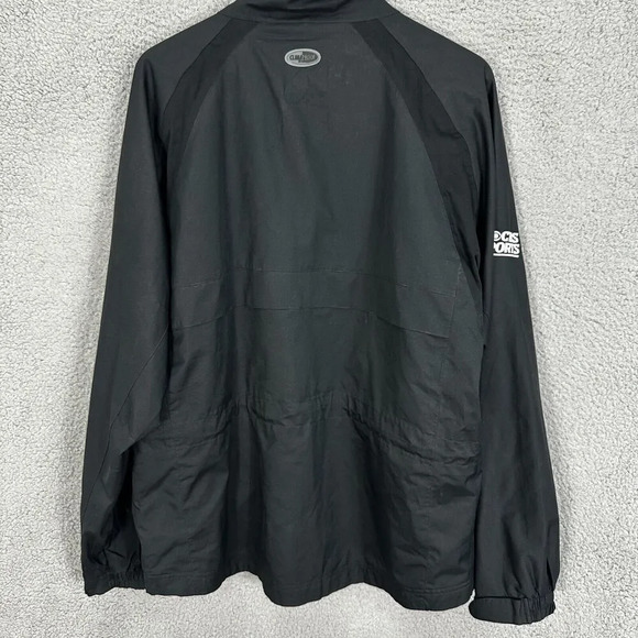 Adidas Track Jacket Mens Medium Black Windbreaker Logo High Neck Embroidered - Picture 10 of 11